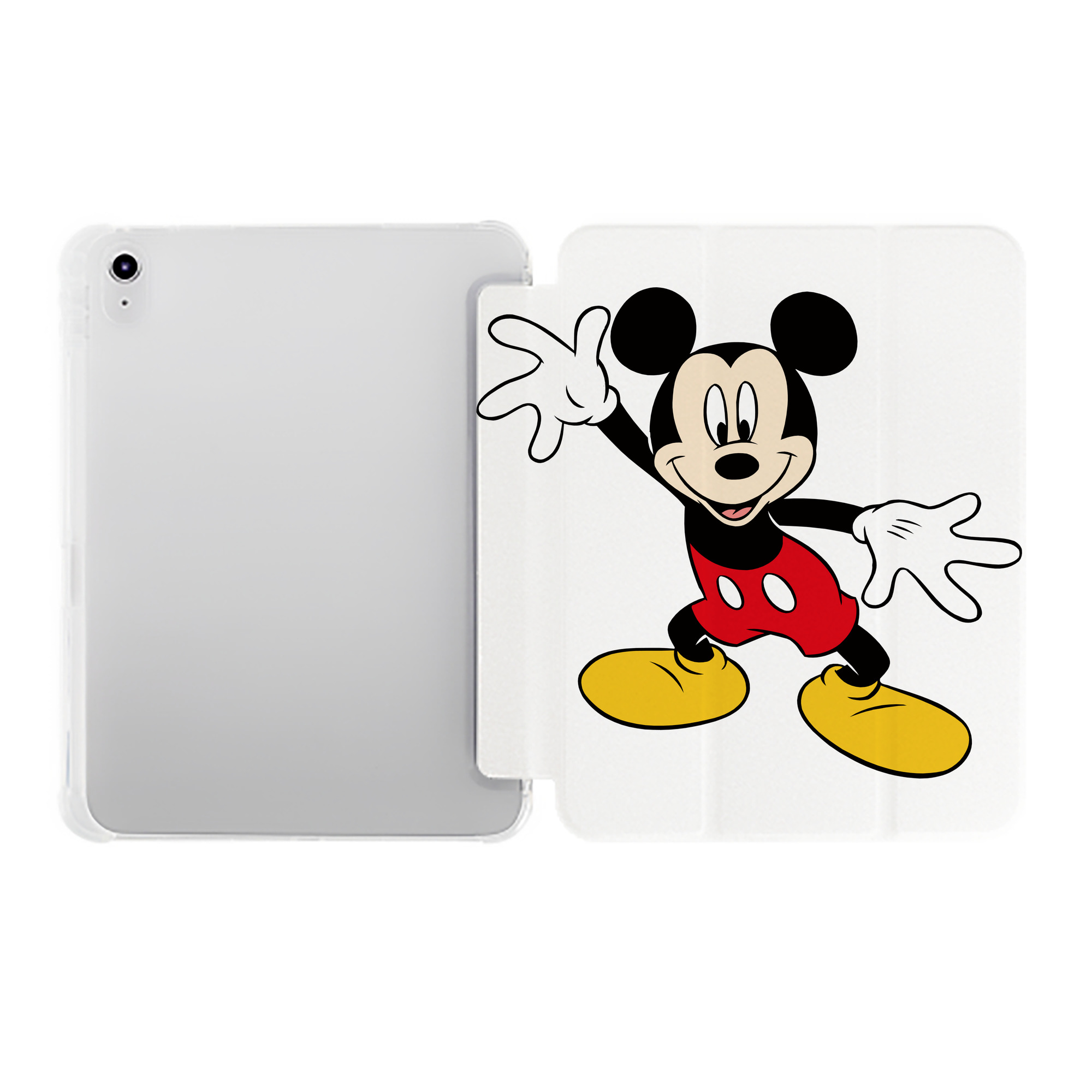 （画像用） ミッキーマウス Mickey Mouse IPad ケース ペン収納付き 三つ折りスタンド PUレザー×シリコン 対応機種9.5/10.5/10.9インチ